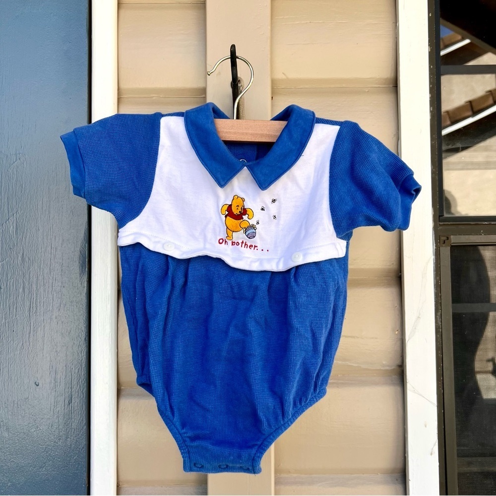 Disney Blue and White Winnie-the-Pooh Polo One-Piece